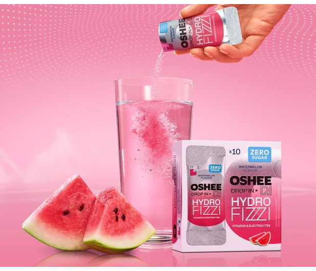 OSHEE Proszek musujący DROP IN Hydrofizzi arbuz 10 saszetek - 1546754 - zdjęcie 2